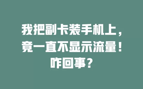 我把副卡装手机上，竟一直不显示流量！咋回事？