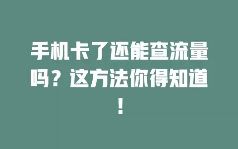 手机卡了还能查流量吗？这方法你得知道！