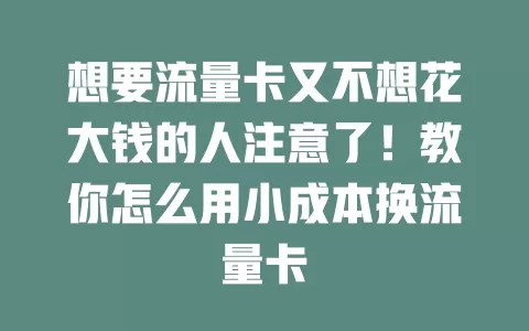 想要流量卡又不想花大钱的人注意了！教你怎么用小成本换流量卡
