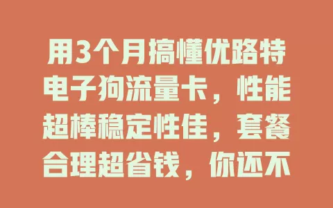 用3个月搞懂优路特电子狗流量卡，性能超棒稳定性佳，套餐合理超省钱，你还不试试？