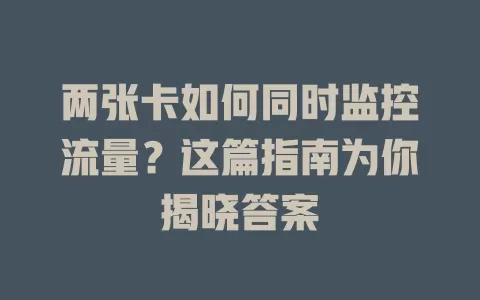 两张卡如何同时监控流量？这篇指南为你揭晓答案