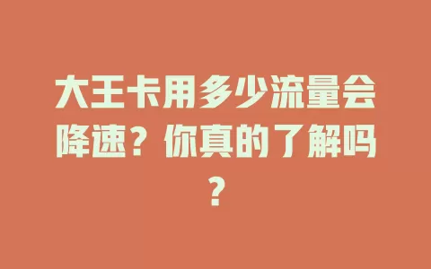 大王卡用多少流量会降速？你真的了解吗？