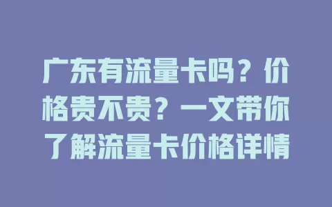 广东有流量卡吗？价格贵不贵？一文带你了解流量卡价格详情