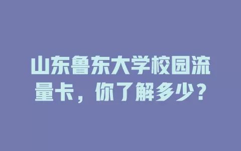山东鲁东大学校园流量卡，你了解多少？