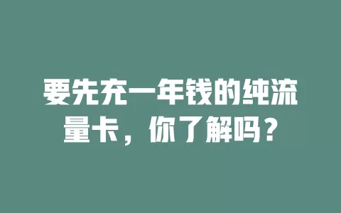 要先充一年钱的纯流量卡，你了解吗？