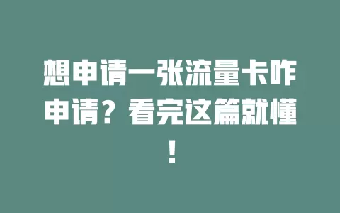 想申请一张流量卡咋申请？看完这篇就懂！