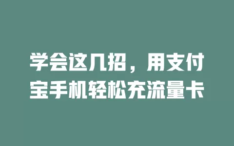 学会这几招，用支付宝手机轻松充流量卡