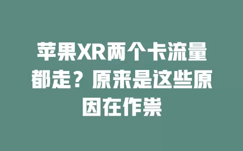 苹果XR两个卡流量都走？原来是这些原因在作祟