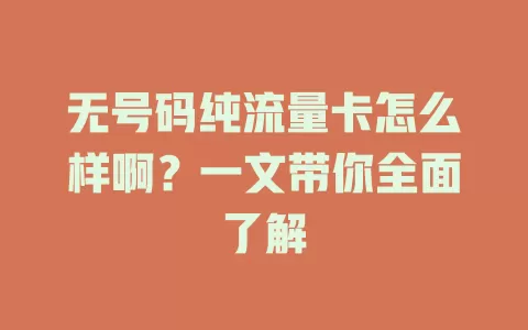 无号码纯流量卡怎么样啊？一文带你全面了解
