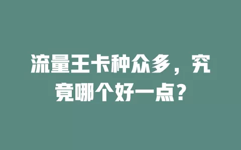 流量王卡种众多，究竟哪个好一点？