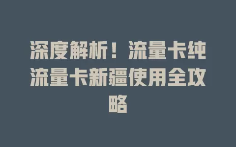 深度解析！流量卡纯流量卡新疆使用全攻略