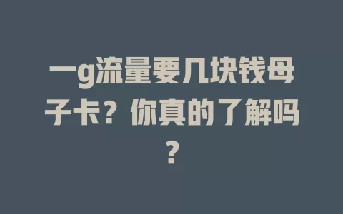一g流量要几块钱母子卡？你真的了解吗？