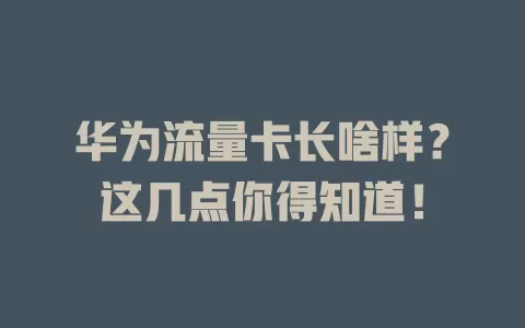 华为流量卡长啥样？这几点你得知道！