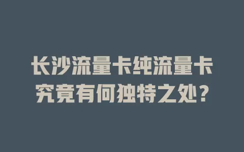 长沙流量卡纯流量卡究竟有何独特之处？