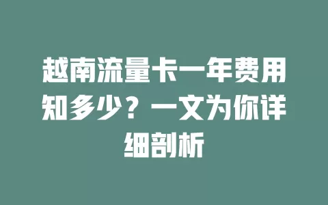 越南流量卡一年费用知多少？一文为你详细剖析