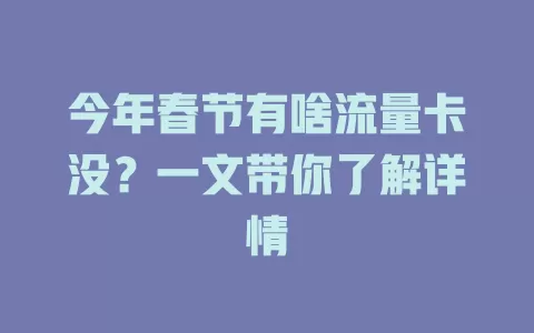 今年春节有啥流量卡没？一文带你了解详情