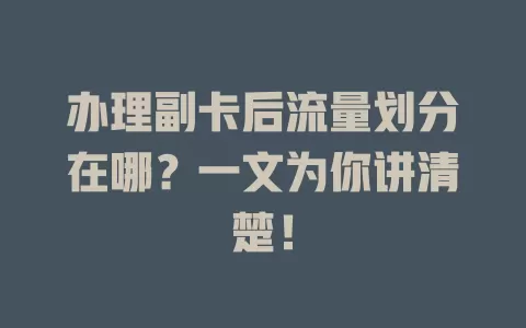 办理副卡后流量划分在哪？一文为你讲清楚！