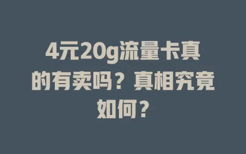 4元20g流量卡真的有卖吗？真相究竟如何？