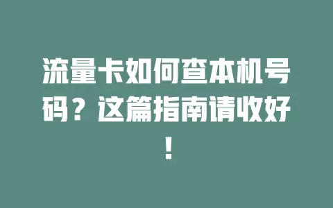 流量卡如何查本机号码？这篇指南请收好！