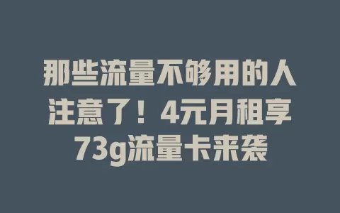 那些流量不够用的人注意了！4元月租享73g流量卡来袭