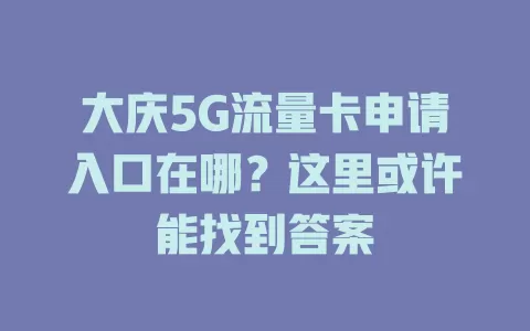 大庆5G流量卡申请入口在哪？这里或许能找到答案