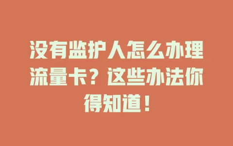 没有监护人怎么办理流量卡？这些办法你得知道！