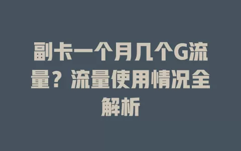 副卡一个月几个G流量？流量使用情况全解析