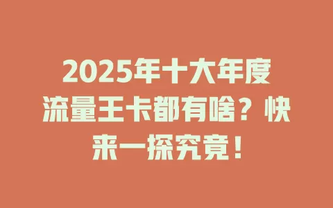 2025年十大年度流量王卡都有啥？快来一探究竟！