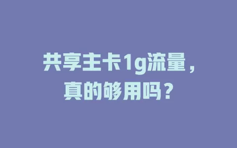 共享主卡1g流量，真的够用吗？