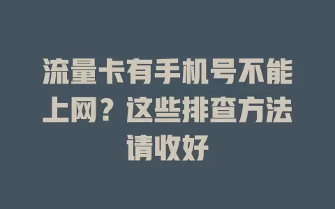 流量卡有手机号不能上网？这些排查方法请收好