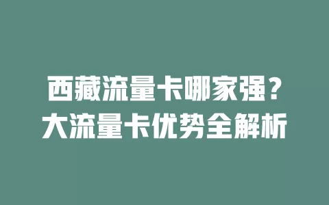 西藏流量卡哪家强？大流量卡优势全解析