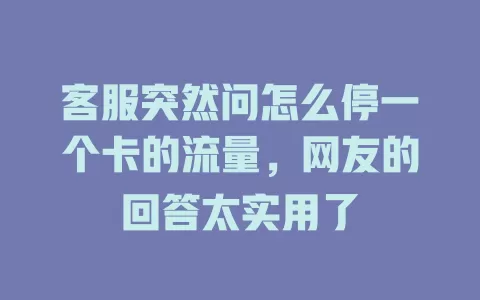 客服突然问怎么停一个卡的流量，网友的回答太实用了
