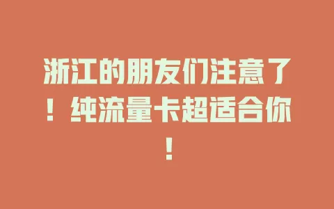 浙江的朋友们注意了！纯流量卡超适合你！
