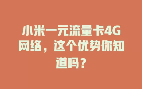 小米一元流量卡4G网络，这个优势你知道吗？