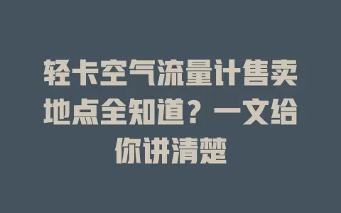 轻卡空气流量计售卖地点全知道？一文给你讲清楚