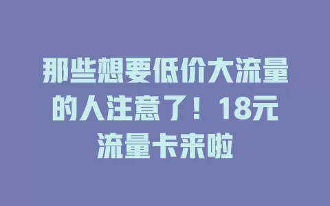 那些想要低价大流量的人注意了！18元流量卡来啦