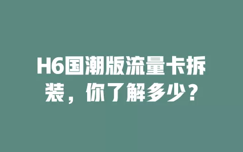 H6国潮版流量卡拆装，你了解多少？
