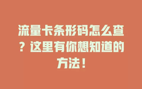 流量卡条形码怎么查？这里有你想知道的方法！