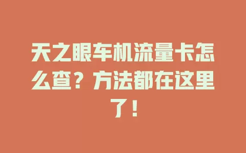 天之眼车机流量卡怎么查？方法都在这里了！