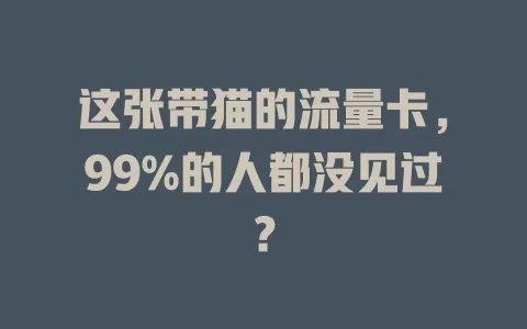 这张带猫的流量卡，99%的人都没见过？