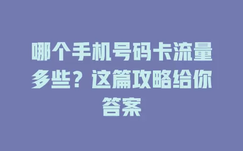 哪个手机号码卡流量多些？这篇攻略给你答案