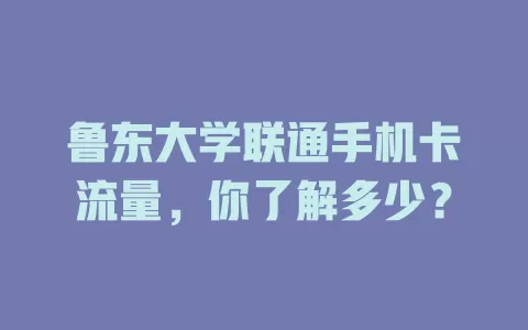 鲁东大学联通手机卡流量，你了解多少？