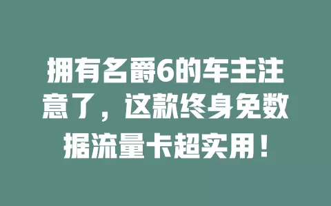 拥有名爵6的车主注意了，这款终身免数据流量卡超实用！