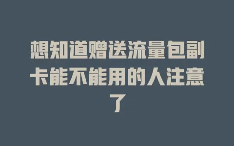 想知道赠送流量包副卡能不能用的人注意了