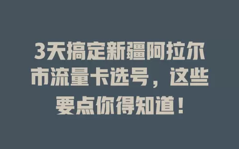 3天搞定新疆阿拉尔市流量卡选号，这些要点你得知道！