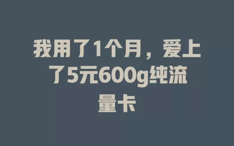 我用了1个月，爱上了5元600g纯流量卡