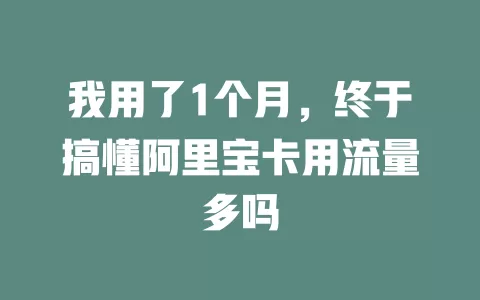 我用了1个月，终于搞懂阿里宝卡用流量多吗