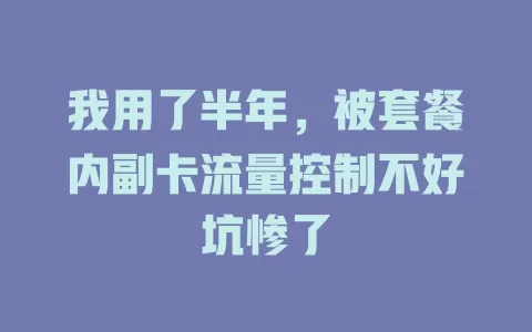我用了半年，被套餐内副卡流量控制不好坑惨了