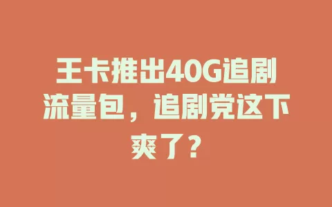 王卡推出40G追剧流量包，追剧党这下爽了？