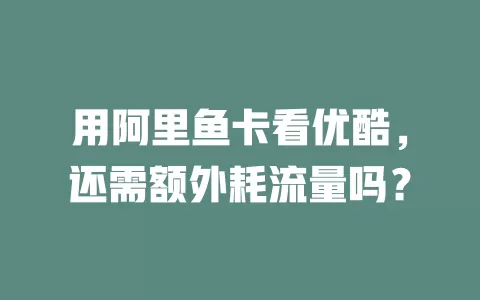 用阿里鱼卡看优酷，还需额外耗流量吗？